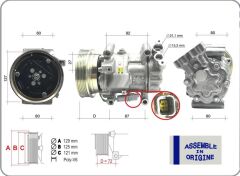 GUA 51325 KLİMA KOMPRESÖRÜ RENAULT CLIO III 04>12 KANGOO II 08> MODUS 04> MICRA III 03>10 QASHQAI J10 06>13 1.5dCi K9K 12V 6 KANAL 125MM MERCEDES CITAN W415 12>