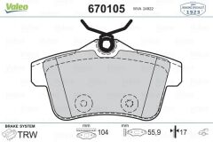 VALEO 670105 ARKA FREN BALATASI PEUGEOT P3008 09>16 P5008 09>17 P508 10>18 P308 GTI-RZC 10>14 CITROEN C4 09>16 DS4-DS5 11>15