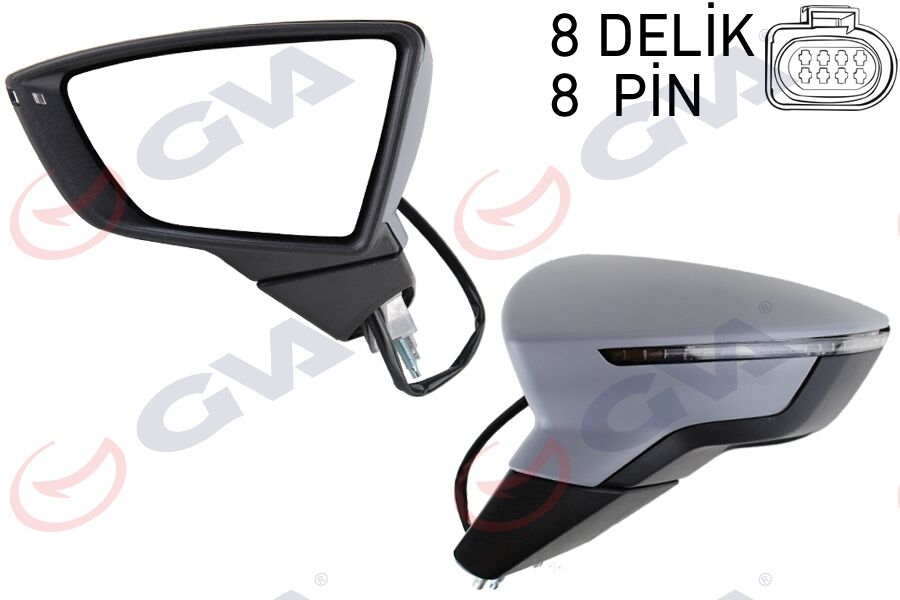 GVA 1061615 DIŞ DİKİZ AYNASI SOL LEON 12> ELEKTRİKLİ KATLANIR ISITMALI SENSÖRLÜ SİNYALLİ ASTARLI KONVEKS VM-367EBL