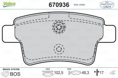 VALEO 670936 ARKA BALATA C4 PICASSO GRAND PICASSO 1.6 HDI 110HP FAB-1.8 16V-2.0 16V-2.0 HDI 06>