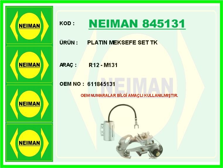 NEIMAN 845131 PLATIN MEKSEFE SET TK R12 - M131