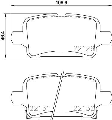 BREMBO P59090 ARKA FREN BALATASI OPEL ASTRA K 1.0-1.4-1.4T-1.6T-1.6 CDTI 16>22 106.5x46.3x16.6
