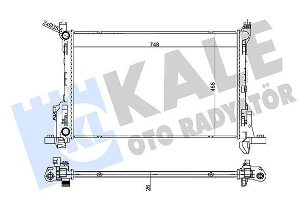 KALE 356320 RADYATÖR TRAFIC 1.6/2.0DCI 14>VIVARO B 1.6CDTI-TALENTO 1.6D 16 > MT 26MM AL/BRZ 748X468X26 -93868353