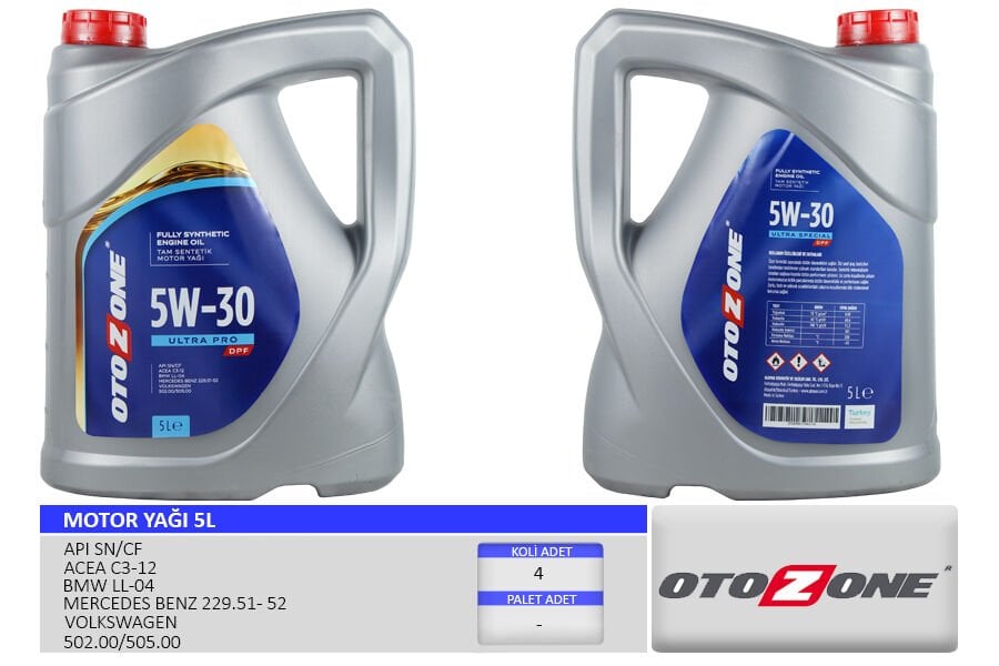 MOTOR YAĞI 5W30 5 LT ULTRA PARTİKÜLLÜ-DPF TAM SENTETİK API SN/CF