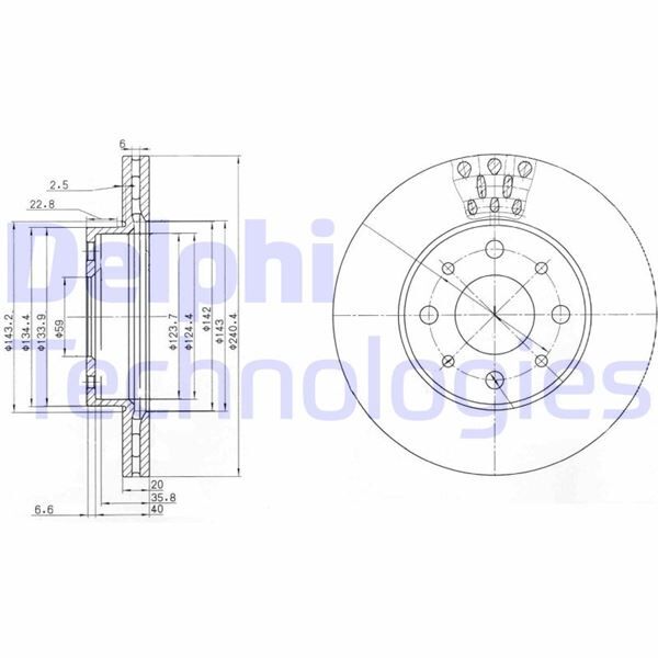 DELPHI BG3425 ÖN FREN AYNASI FIAT PALIO 97> SIENA 96> ALBEA 98> 240x20 HAVALI 4 DELİK
