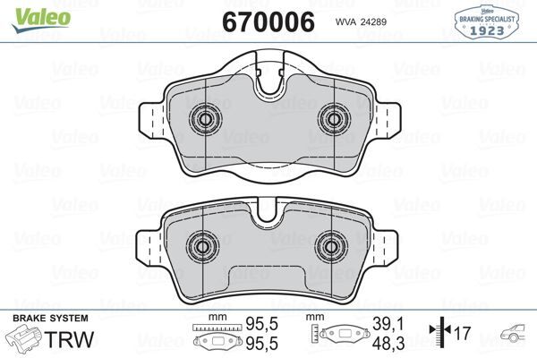 VALEO 670006 FREN BALATASI ARKA MINI R55 R56 R57 R58 R59