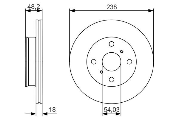 BOSCH 0986479R75 ÖN FREN DİSKİ HAVA KANALLI TOYOTA COROLLA 1.3L 2E EE100 95-98 / 1.6L 4A-F AE92 88-92 238 ÇAP X 4 BİJON - Adet disk fiyatıdır