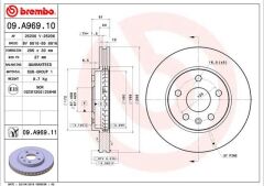 BREMBO 09A96910 ÖN FREN AYNASI INSIGNIA A 08> SAAB 9-5 YS3G 10> 16 JANT 296x30x5DLxHAVALI 13501307-569063