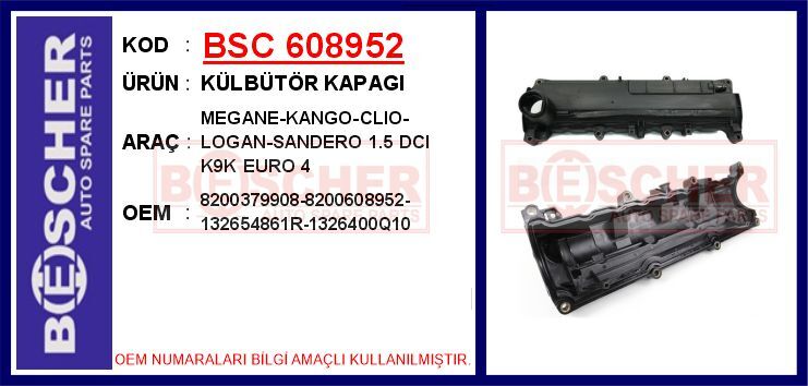 BSC 608952 KÜLBÜTÖR KAPAĞI RENAULT CLIO-SYMBOL JOY-KANGOO-MEGANE II 1.5 DCİ EURO 4