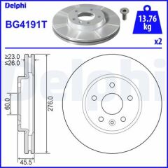 DELPHI BG4191T ÖN FREN AYNASI ASTRA J 10> CRUZE 09> AVEO 11> 276x26x5DL 15 İNÇ HAVALI 95526655