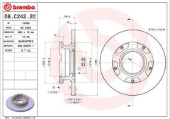 BREMBO 08C24220 ARKA FREN DISK AYNASI TRANSIT CUSTOM V362 2.2TDCI 12> CAP 288 16