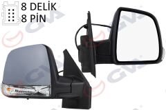 DIŞ DİKİZ AYNASI SAĞ DOBLO 11> ELEKTRİKLİ SİNYALLİ ASTARLI TEK CAM SENSÖRLÜ KONVEKS 8 FİŞ VM-668EHPSR