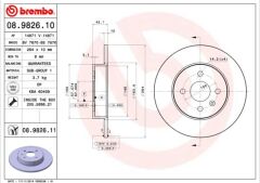 BREMBO 08982610 ARKA FREN AYNASI ASTRA H L67 04>14 COMBO C 01>11 MERIVA A 03>10 264x10x4DL DOLU