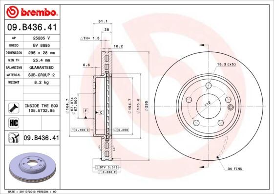 BREMBO 09B43641 FREN DISKI ON MERCEDES W176 W246 C117 X117 X156