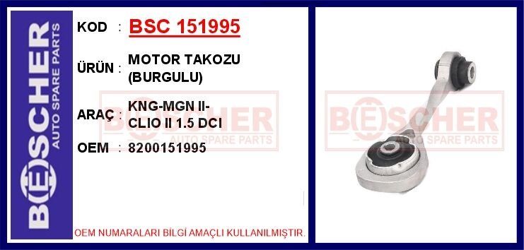BSC 151995 MOTOR TAKOZU BURGULU KNG-MGN II-CLIO II 1.5 DCI