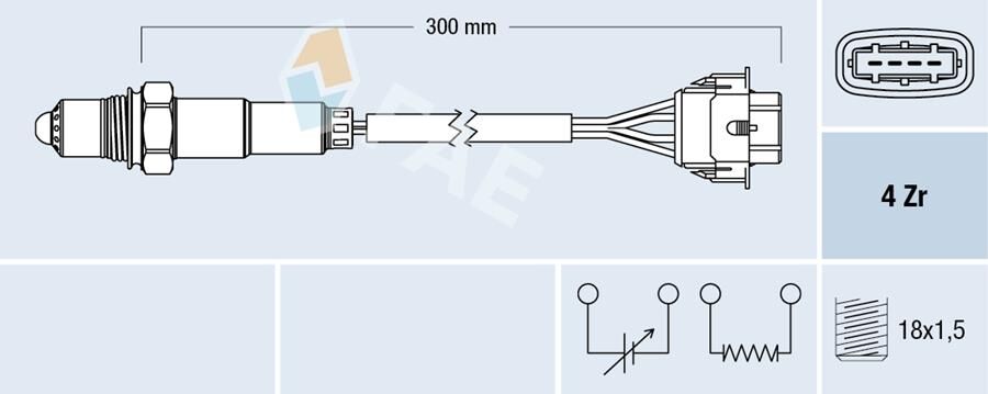 FAE 77592 OKSİJEN SENSÖRÜ ARKA KONUM 2 CHEVROLET CRUZE 09> 1.6 LDE 1.8 2H0