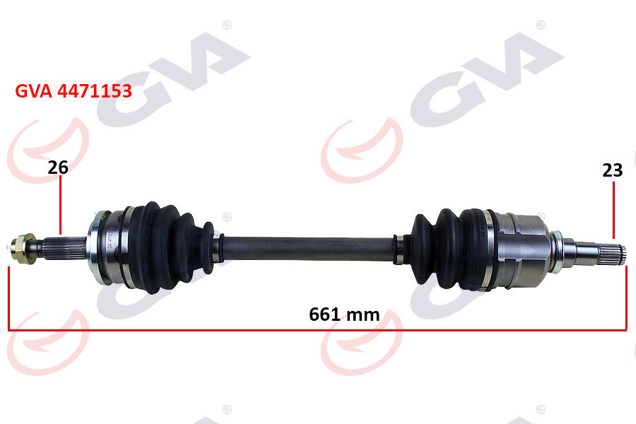 GVA 4471153 KOMPLE AKS SOL TOYOTA AURIS. COROLLA 1.33L 1NR-FE NRE150 6 vites 10-> 1.6L 1ZR-FE ZRE151 benzinli 07-11 26x23 komple boy 661mm