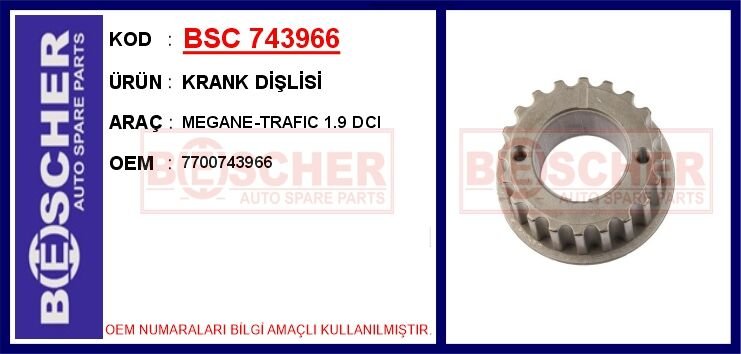 BSC 743966 KRANK DİŞLİSİ MEGANE-TRAFIC 1.9 DCI