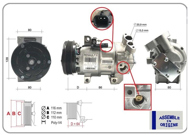 GUA 51332 KLİMA KOMPRESÖRÜ SIFIR ÜRÜN RENAULT SYMBOL III 14> DACIA SANDERO II 12> LOGAN MCV LOGAN II 12> 0.9 TCe 1.2