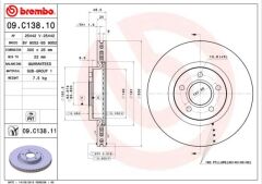 BREMBO 09C13811 ON FREN DISK AYNASI FOCUS II-III 04>17 C MAX 03>07 KUGA I-II 08> CONNECT 14> VOLVO C30 C70 II S40 II V50 04>12 OLCU 300 25