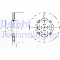 DELPHI BG4266 ÖN FREN AYNASI RENAULT GRAND SCENIC III 09> GRAND SCENIC IV 16> LAGUNA III 07>15 LATITUDE 11> MEGANE III 09> MEGANE IV 15> MEGANE E TECH 23> 320x28x5 DELİK HAVA KANALLI