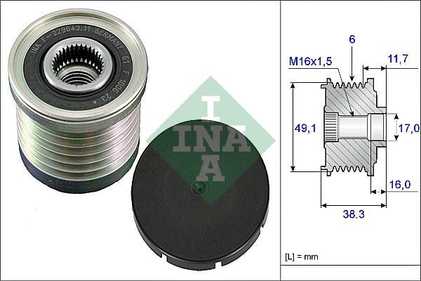 INA 535003010 ALTERNATÖR KASNAĞI RENAULT LAGUNA II 01> MEGANE II-III 02>14 TRAFIC II 06> MASTER II 06> 1.9DCI