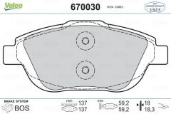 VALEO 670030 ÖN FREN BALATASI CORSA F 19> CROSSLAND 17> MOKKA 20> C3 II-III-AIRCROSS 09> C4 14> 208 19> 2008 19> DS3 15> 15 İNÇ 283mm