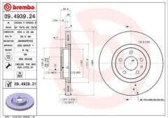 BREMBO 09493924 ÖN FREN AYNASI OPEL COMBO D 12> FIAT DOBLO 10> EGEA 16> ALFA ROMEO 147 01> 156 97>05 284 x 22 5 DELİK HAVALI
