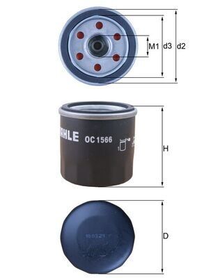 MAHLE OC1566 YAĞ FİLTRESİ RENAULT MEGANE III 09> MEGANE IV 16> DACIA DUSTER 15> 1.6SCe H4M CAPTUR II 22> 1.6E-TE CH