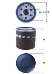 MAHLE OC1566 YAĞ FİLTRESİ RENAULT MEGANE III 09> MEGANE IV 16> DACIA DUSTER 15> 1.6SCe H4M CAPTUR II 22> 1.6E-TE CH