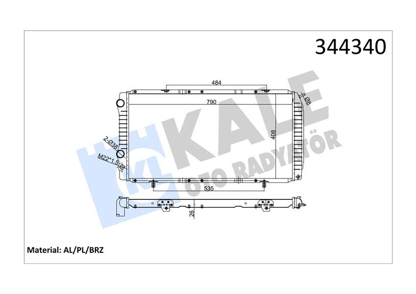KALE 344340 RADYATÖR BOXER-DUCATO-JUMPER 97-02 1.9D-2.5D-2.8HDI AC MEK 790x415x34
