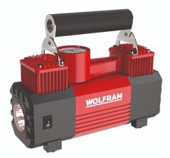 WOLFRAM 75515 HAVA KOMPRESÖRÜ ÇİFT PİSTON LED AYDINLATMA 12 VOLT 300 WATT ÇANTALI