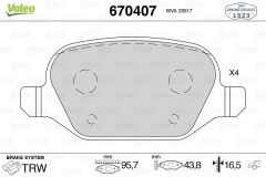 VALEO 670407 ARKA FREN BALATASI FIAT LINEA 09> ALFA 147 01>156 97>03 GT 03>10