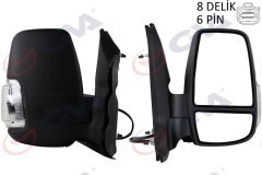 GVA 1032100 DIŞ DİKİZ AYNASI SAĞ TRANSIT 14> ELEKTRİKLİ ISITMALI BEYAZ SİNYALLİ DESENLİ KONVEKS 6 FİŞ VM-6329EHR