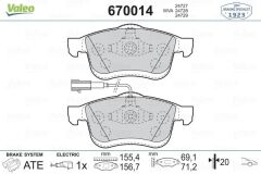 VALEO 670014 ÖN BALATA FIAT DOBLO III 10> OPEL COMBO 12> 1.3D MTJ 1.4 1.6D MTJ 2.0D MTJ TEK FİŞLİ