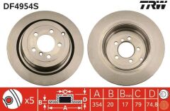 TRW DF4954S FREN DISKI ARKA LAND ROVER RANGE ROVER L320 L322