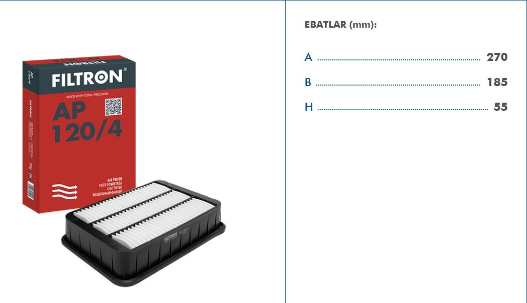 FILTRON FILT AP 120/4 LANCER (CY) : ASX (GA) 1.6 10-12 : OUTLANDER (CW) 2.0/2.0 DI-D 09-12 HAVA FILTRESI .
