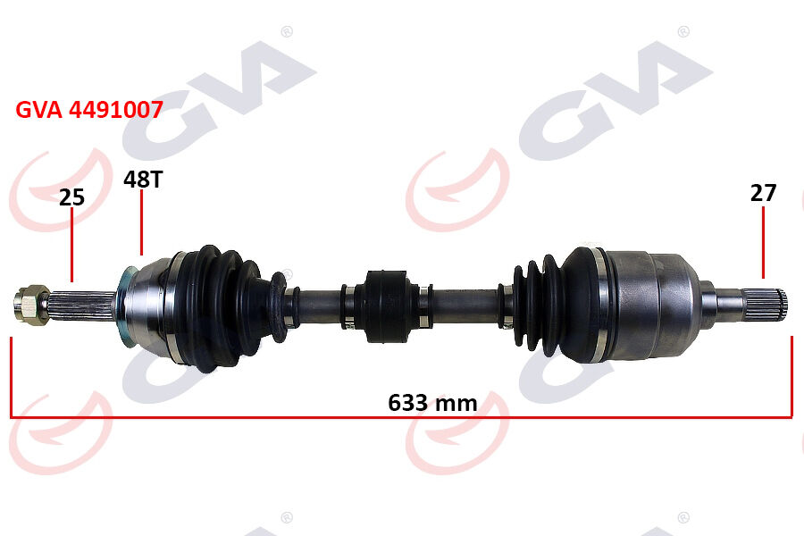 GVA 4491007 KOMPLE AKS SOL HYUNDAI ACCENT ERA 1.5L D4FA CRDi 06-10 ABS li 25x27 - ABS 48 diş komple boy 633mm