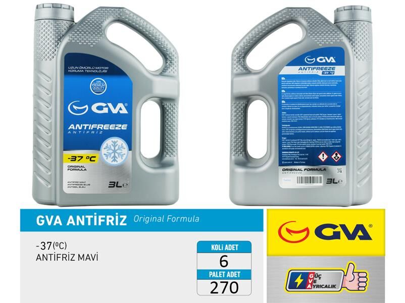 GVA 9930223 ANTİFRİZ 3 LT -37 C MAVİ Koli 6 Ad