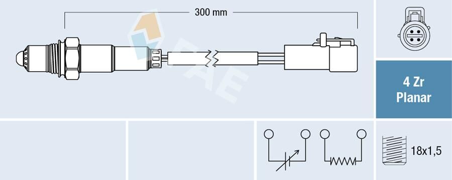 FAE 77418 OKSIJEN SENSORU FOCUS CMAX 04> FOCUS II 05> VOLVO C30 07 12 S40 04> S80 I 03>06 XC90 I 275 2.5 T