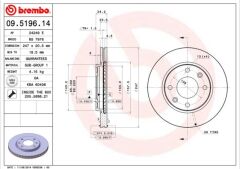 BREMBO 09519614 ÖN FREN AYNASI P106 I-II 91-02 206 98 >306 93-01 SAXO 96-03 XSARA 97-00 247.5x20.4x4DLxHAVALI