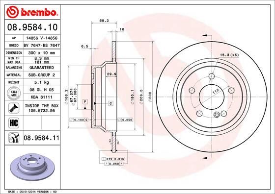 BREMBO 08958410 FREN DISKI ARKA MERCEDES W211 S211 C218 W212 S212