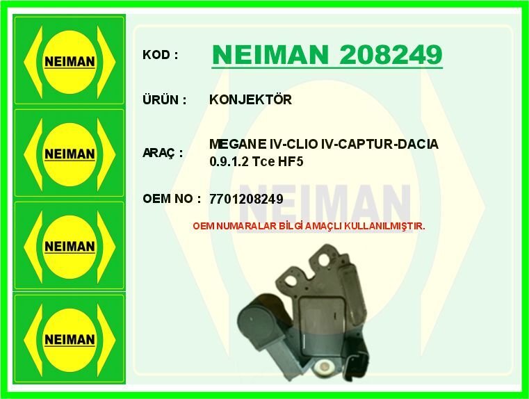NEIMAN 208249 KONJEKTÖR MEGANE IV-CLIO IV-CAPTUR-DACIA 0.9.1.2 Tce HF5