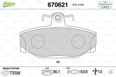 VALEO 670621 ARKA BALATA VOLVO V70 2.0T 2.3 2.5 97-3.00 XC70 2.4T 97-9.02 S70 98-99 740 760 780 940 S90 V90