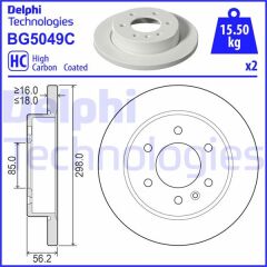 DELPHI BG5049C FREN DISKI ARKA MERCEDES SPRINTER B907 B910 18> ELEKTRONIK PARK FRENI