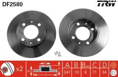 TRW DF2580 ARKA FREN AYNASI P405 1.6-1.9-1.8T 89-92 P405 II 1.8-2.0-2.0 16V 92-95 247x10x9