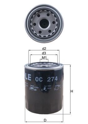 MAHLE OC274 YAĞ FİLTRESİ H100 93-00 H-1 97-00 STAREX 97 > 2.5D - 2.5TD
