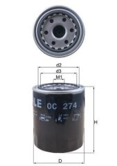 MAHLE OC274 YAĞ FİLTRESİ H100 93-00 H-1 97-00 STAREX 97 > 2.5D - 2.5TD