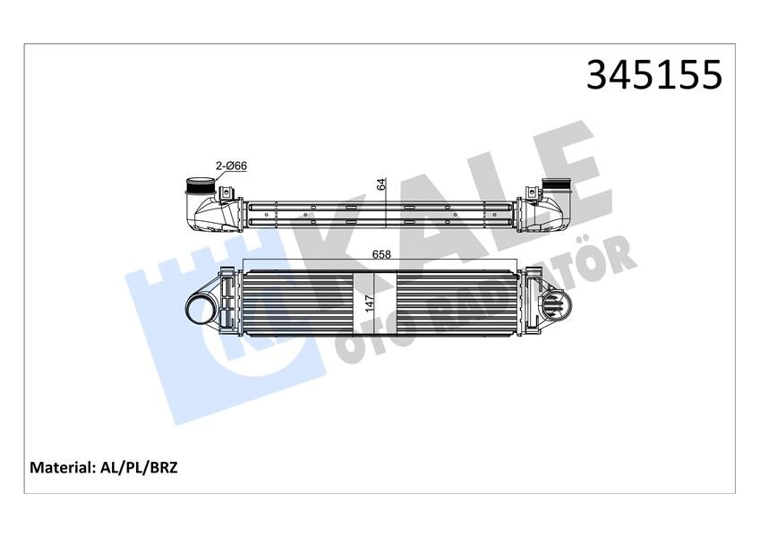 KALE 345155 İNTERCOOLER AL/PL/BRZ FOCUS-MONDEO IV S-MAX-DISCOVERY-FREE LANDER 2-EVOQUE-VOLVO C30-S80 II-V40-V70