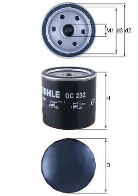 MAHLE OC232 YAĞ FİLTRESİ FIESTA 1.8DI-FOCUS 1.8TDCI-1.8DI/TDDİ-1.8T-CONNECT 02>14 1.8TDCI TRANSIT T15-T12 2.5T D 95>01